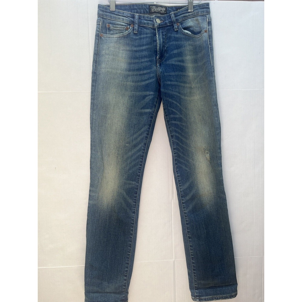 Lucky Brand Sweet Mid Rise Straight Leg Jeans Distressed Blue Women's 6/28 R